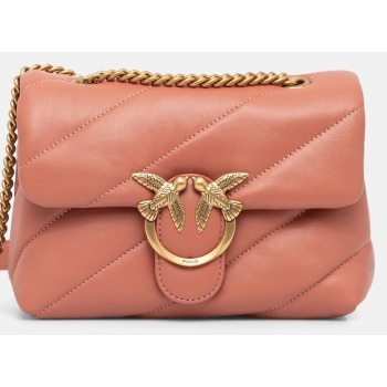 δερμάτινη τσάντα pinko χρώμα μπεζ, 100039 a0f2 φυσικό δέρμα