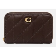 δερμάτινο πορτοφόλι coach χρώμα: μοβ, cm505 φυσικό δέρμα