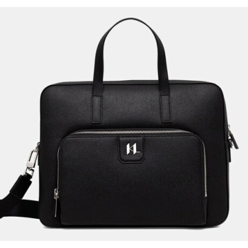 δερμάτινη τσάντα karl lagerfeld k/monogram χρώμα μαύρο