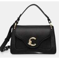 δερμάτινη τσάντα coccinelle χρώμα: μαύρο, e1 ssl 18 02 01 100% φυσικό δέρμα