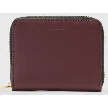 δερμάτινο πορτοφόλι allsaints lena hex χρώμα μαύρο, w130xc