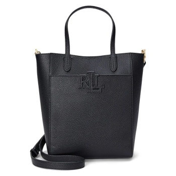 δερμάτινη τσάντα lauren ralph lauren χρώμα μαύρο