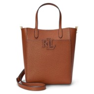 δερμάτινη τσάντα lauren ralph lauren χρώμα: καφέ, 431966760 100% δέρμα βοοειδών