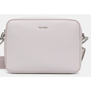 τσάντα calvin klein χρώμα μοβ, lv04f3097g 100% πολυουρεθάνη