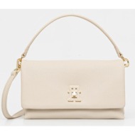 τσάντα tommy hilfiger χρώμα: μπεζ, aw0aw17465 51% ανακυκλωμένος πολυεστέρας, 49% πολυουρεθάνη