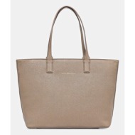 τσάντα tommy hilfiger χρώμα: καφέ, aw0aw17449 : 100% πολυουρεθάνη