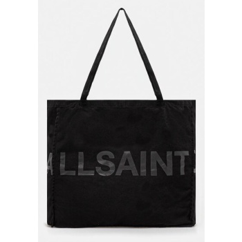 βαμβακερή τσάντα allsaints large χρώμα μαύρο, m170xc 50%