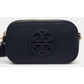 δερμάτινη τσάντα tory burch miller χρώμα ναυτικό μπλε