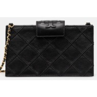 δερμάτινη τσάντα tory burch fleming χρώμα: μαύρο, 167250-001 100% φυσικό δέρμα