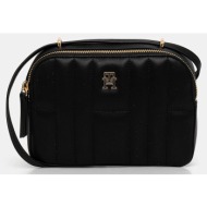 τσάντα tommy hilfiger χρώμα: μαύρο, aw0aw17453 100% πολυουρεθάνη