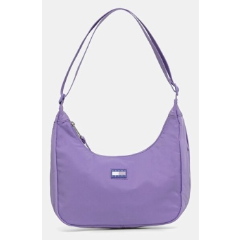 τσάντα tommy jeans χρώμα μοβ, aw0aw17547 100%