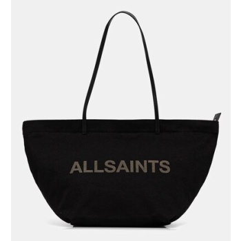 βαμβακερή τσάντα allsaints serafina χρώμα μαύρο, w323xc