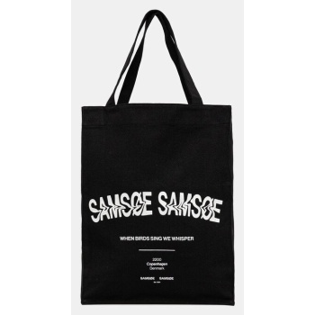 βαμβακερή τσάντα samsoe samsoe saprint χρώμα μαύρο