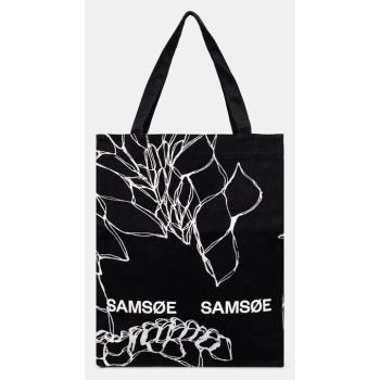 βαμβακερή τσάντα samsoe samsoe saprint χρώμα μαύρο