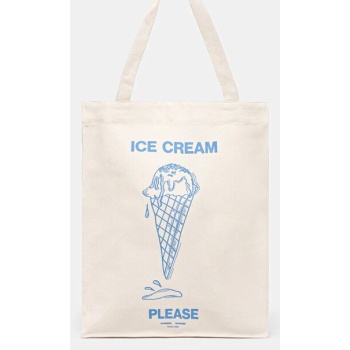 βαμβακερή τσάντα samsoe samsoe saprint χρώμα μπεζ