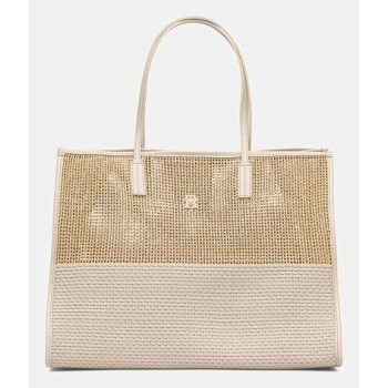 τσάντα tommy hilfiger χρώμα μπεζ, aw0aw17640  43%