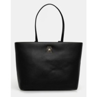 τσάντα tommy hilfiger χρώμα: μαύρο, aw0aw17528 51% ανακυκλωμένος πολυεστέρας, 49% πολυουρεθάνη