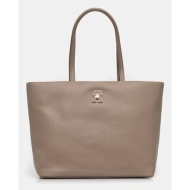 τσάντα tommy hilfiger χρώμα: καφέ, aw0aw17528 51% ανακυκλωμένος πολυεστέρας, 49% πολυουρεθάνη