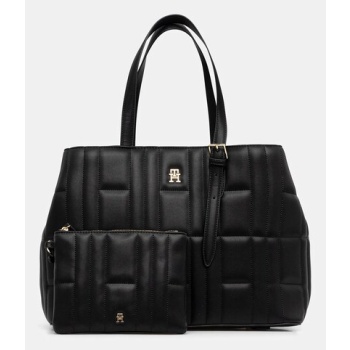 τσάντα tommy hilfiger χρώμα μαύρο, aw0aw17452  100%