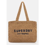 τσάντα superdry χρώμα: καφέ, w9110401a-f4x 100% χαρτί