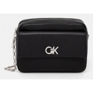 τσάντα calvin klein χρώμα: μαύρο, lv04f3102g 51% ανακυκλωμένος πολυεστέρας, 49% πολυουρεθάνη