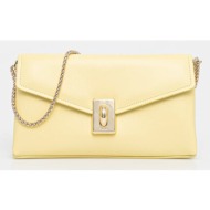 δερμάτινη τσάντα furla χρώμα: κίτρινο, wb01517.bx3227.3684s1007 φυσικό δέρμα