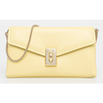 δερμάτινη τσάντα furla χρώμα κίτρινο