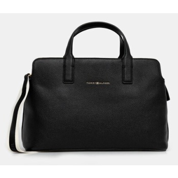 τσάντα tommy hilfiger χρώμα μαύρο, aw0aw17634  100%