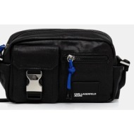 τσάντα karl lagerfeld jeans χρώμα: μαύρο, a3w30226 κύριο υλικό: 50% βαμβάκι, 50% θερμοπλαστική πολυο