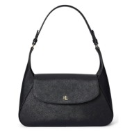 δερμάτινη τσάντα lauren ralph lauren χρώμα: μαύρο, 431969364 100% φυσικό δέρμα