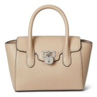δερμάτινη τσάντα lauren ralph lauren χρώμα: μπεζ, 431969349 φυσικό δέρμα