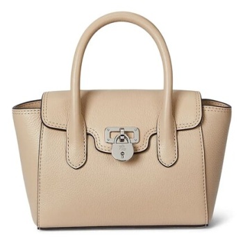 δερμάτινη τσάντα lauren ralph lauren χρώμα μπεζ, 431969349