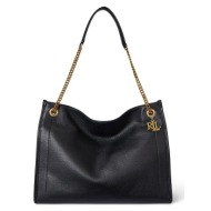 δερμάτινη τσάντα lauren ralph lauren χρώμα: μαύρο, 431969352 100% δέρμα βοοειδών