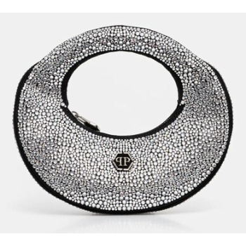 δερμάτινη τσάντα philipp plein χρώμα ασημί, paea wba2096