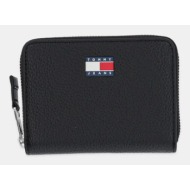 πορτοφόλι tommy jeans χρώμα: μαύρο, aw0aw17584 100% πολυουρεθάνη