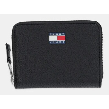 πορτοφόλι tommy jeans χρώμα μαύρο, aw0aw17584 100%