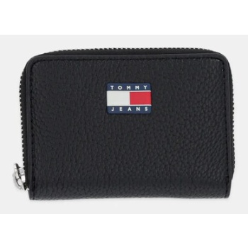 πορτοφόλι tommy jeans χρώμα μαύρο, aw0aw17642 100%