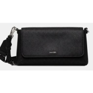 τσάντα calvin klein χρώμα: μαύρο, lv04f3101g κύριο υλικό: 100% πολυουρεθάνη