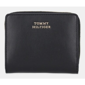 δερμάτινο πορτοφόλι tommy hilfiger χρώμα μαύρο, aw0aw17499