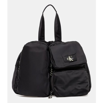 τσάντα calvin klein χρώμα μαύρο, lv04g3148g υφαντικό υλικό
