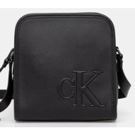 σακίδιο calvin klein χρώμα: μαύρο, lv04g3157g 100% πολυουρεθάνη