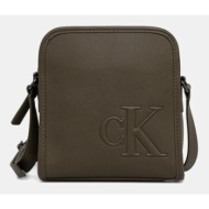 σακίδιο calvin klein χρώμα: πράσινο, lv04g3157g 100% πολυουρεθάνη