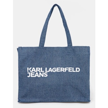 βαμβακερή τσάντα karl lagerfeld jeans χρώμα μπλε, a3w50069