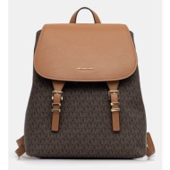 σακίδιο πλάτης michael michael kors quinn χρώμα: καφέ, 30t5gqnb2b πολυουρεθάνη