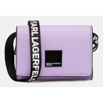 τσάντα karl lagerfeld jeans χρώμα μοβ, a3w32057 κύριο