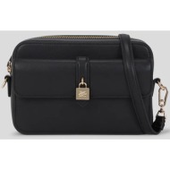 δερμάτινη τσάντα karl lagerfeld χρώμα: μαύρο, a3w30153 φυσικό δέρμα