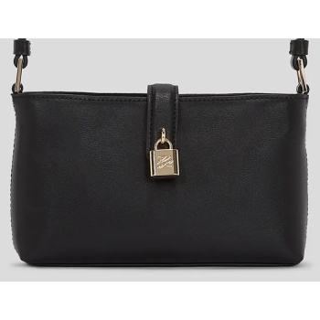 δερμάτινη τσάντα karl lagerfeld χρώμα μαύρο, a3w32041