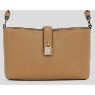 δερμάτινη τσάντα karl lagerfeld χρώμα: καφέ, a3w32041 φυσικό δέρμα