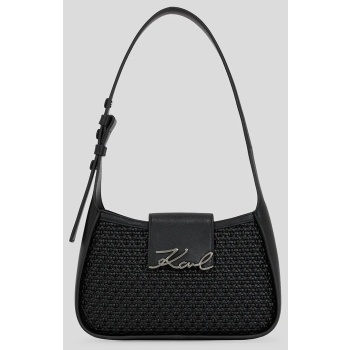 δερμάτινη τσάντα karl lagerfeld χρώμα μαύρο, a3w30049