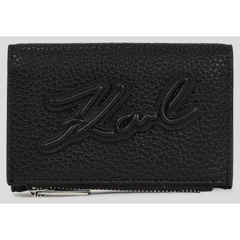 πορτοφόλι karl lagerfeld χρώμα μαύρο, a3w32093 δερμάτινη